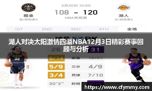 湖人对决太阳激情四溢NBA12月3日精彩赛事回顾与分析